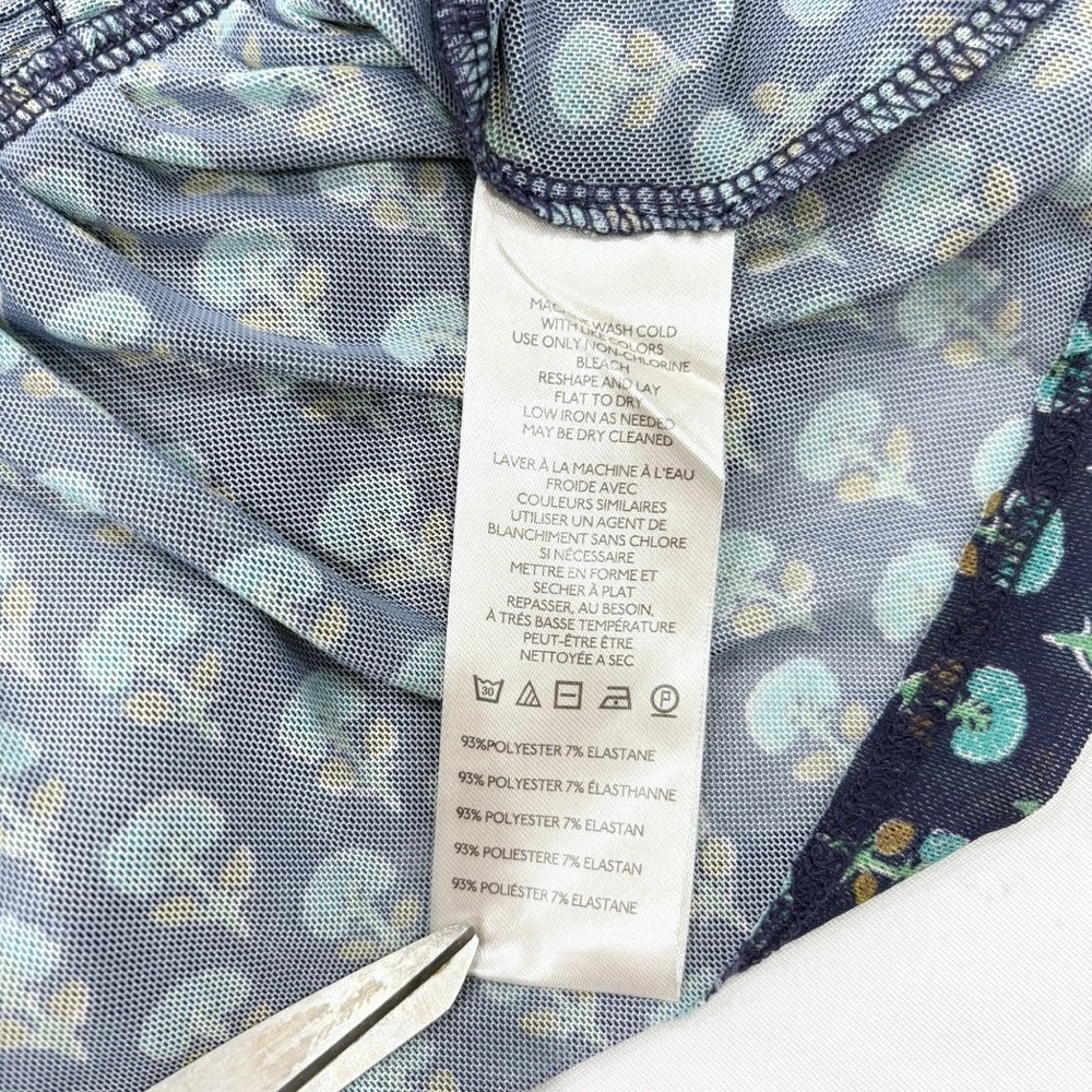 Maeve Anthropologie Navy Print Peplum Top Women’s Large Short Sleeve Boho Y2K - Picture 6 of 9
